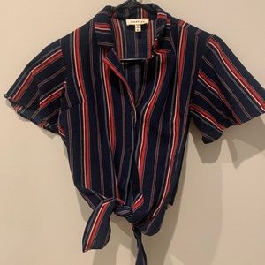 Striped Monteau Tie Knot Shirt